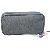 Wholesale - GREY LINEN ZIP AROUND COSMETIC BAG, UPC: 760236658139